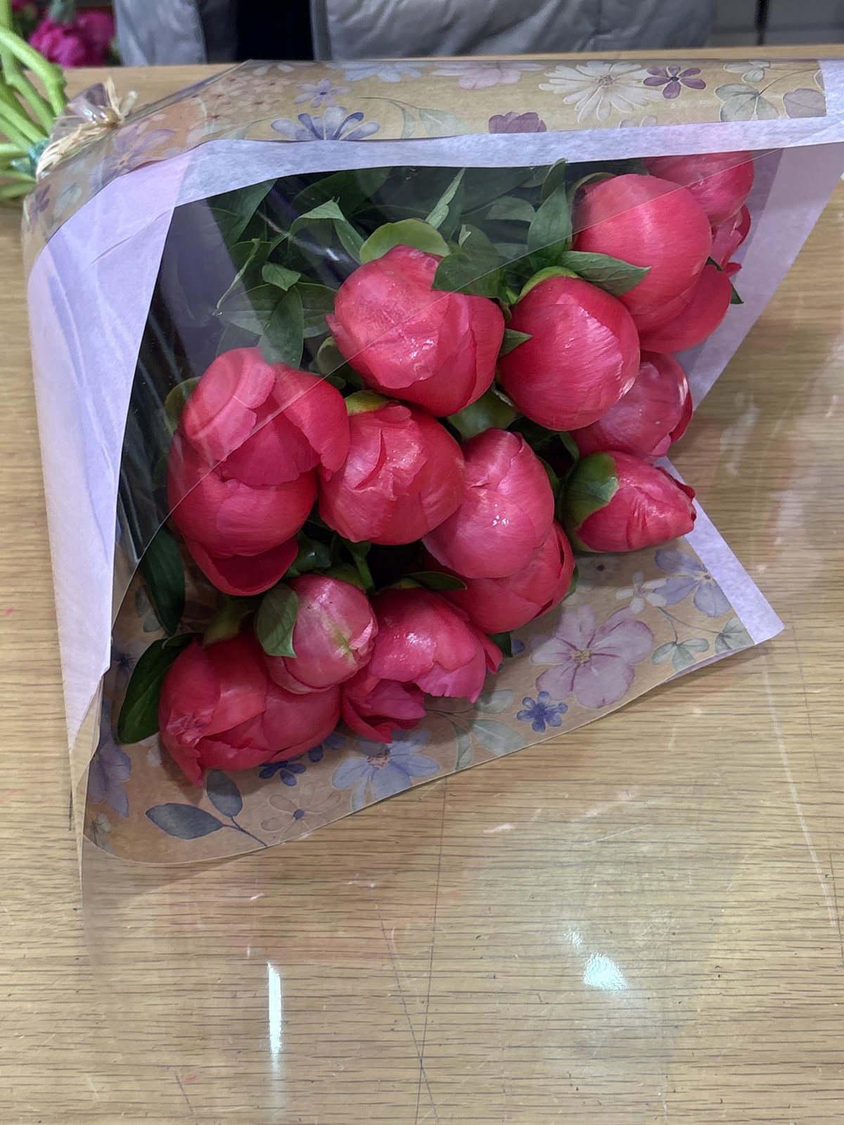 Bouquet de pivoines fuchsia